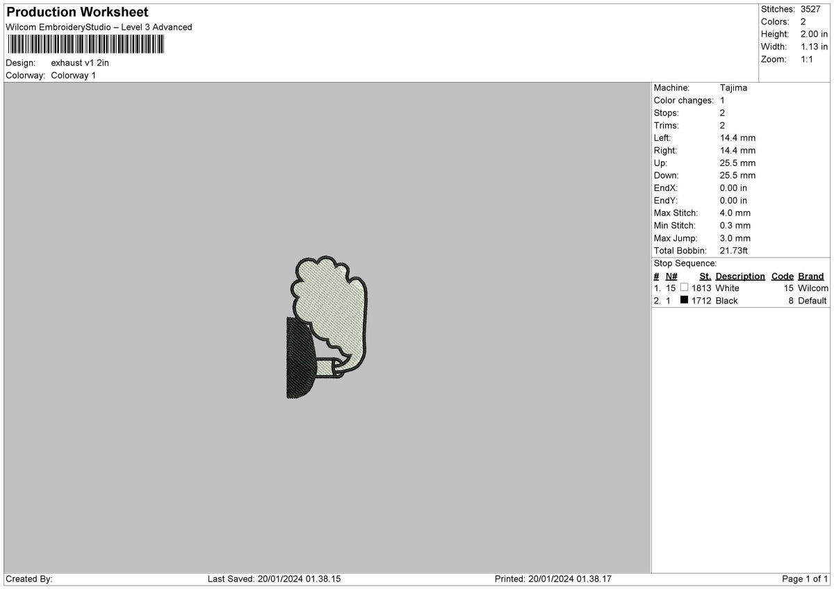 Exhaust01 Embroidery File 6 sizes