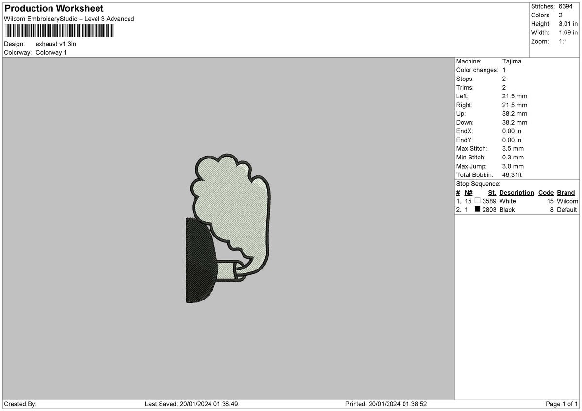 Exhaust01 Embroidery File 6 sizes