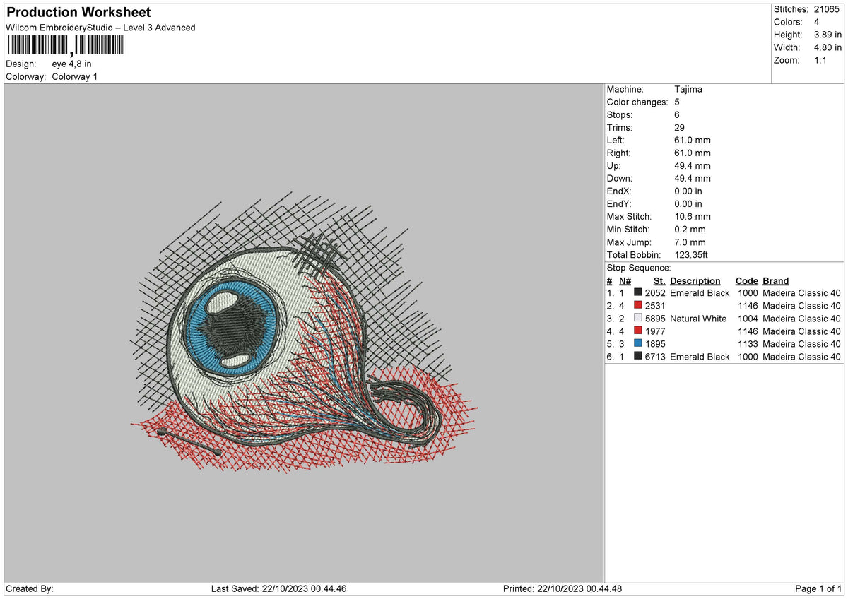 Eye Red EMbroidery File 6 sizes