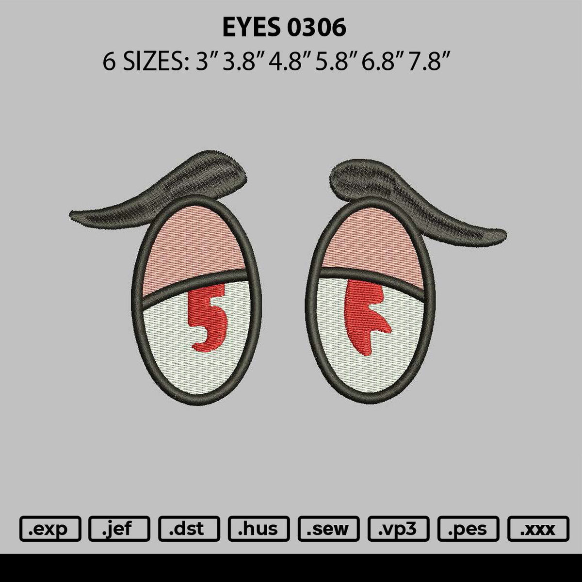 Eyes 0306 Embroidery File 6 Sizes