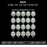 Faces Embroidery File 6 sizes