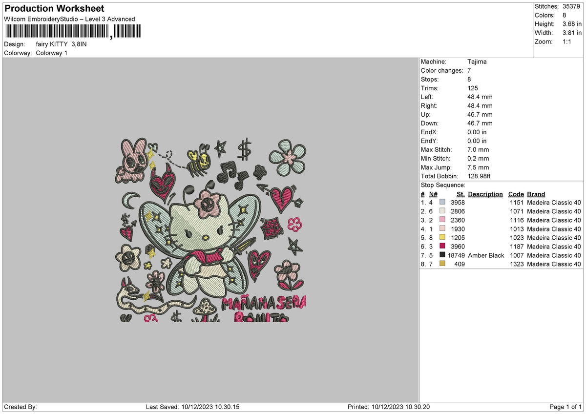 Kitty Fairy Embroidery File 6 sizes
