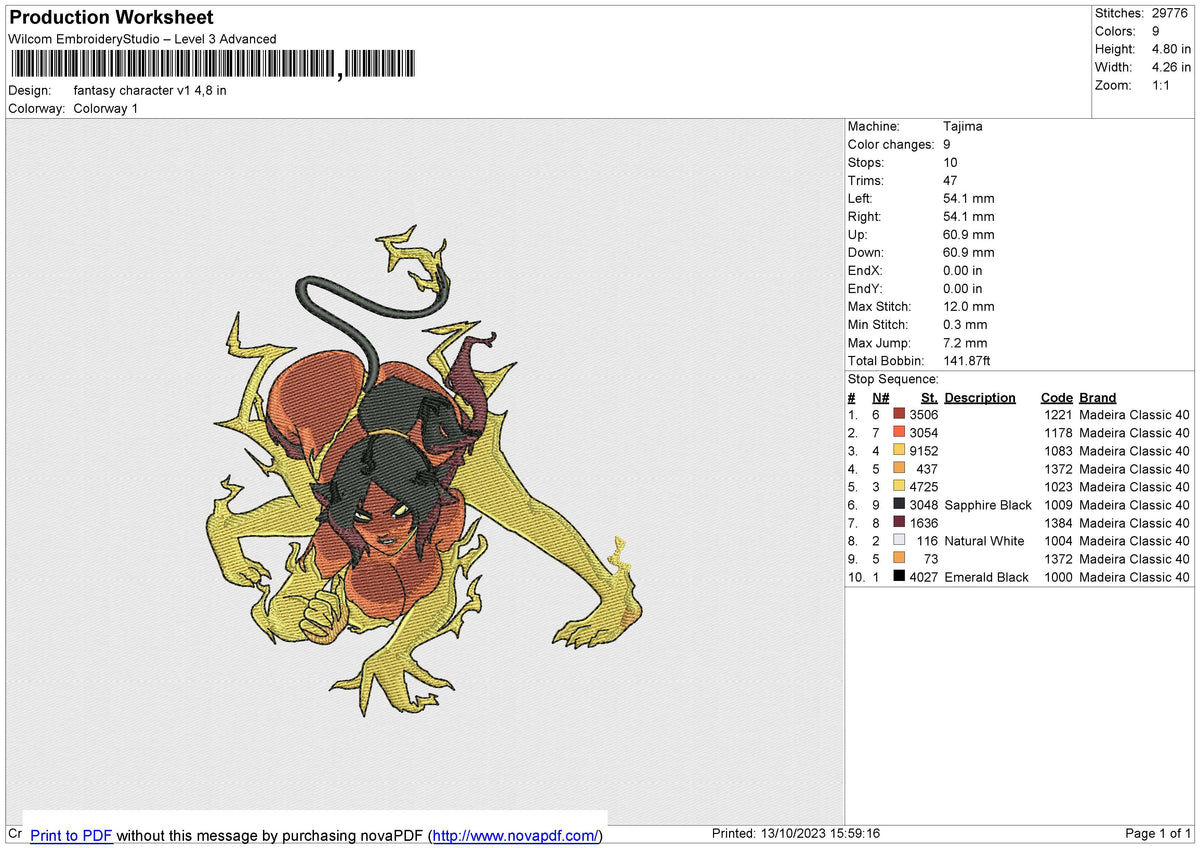 Fantasy Character v1 Embroidery File 6 size