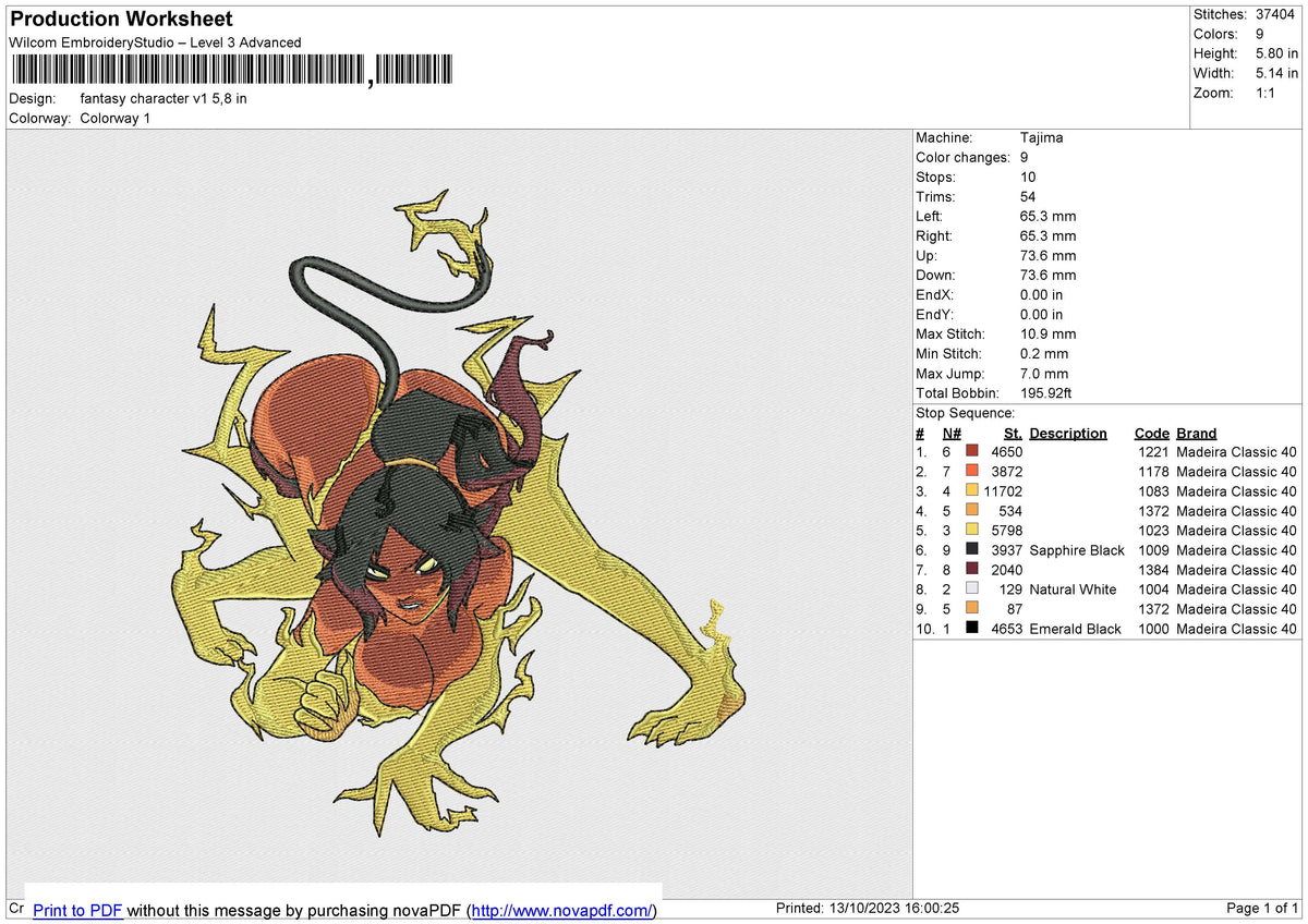 Fantasy Character v1 Embroidery File 6 size