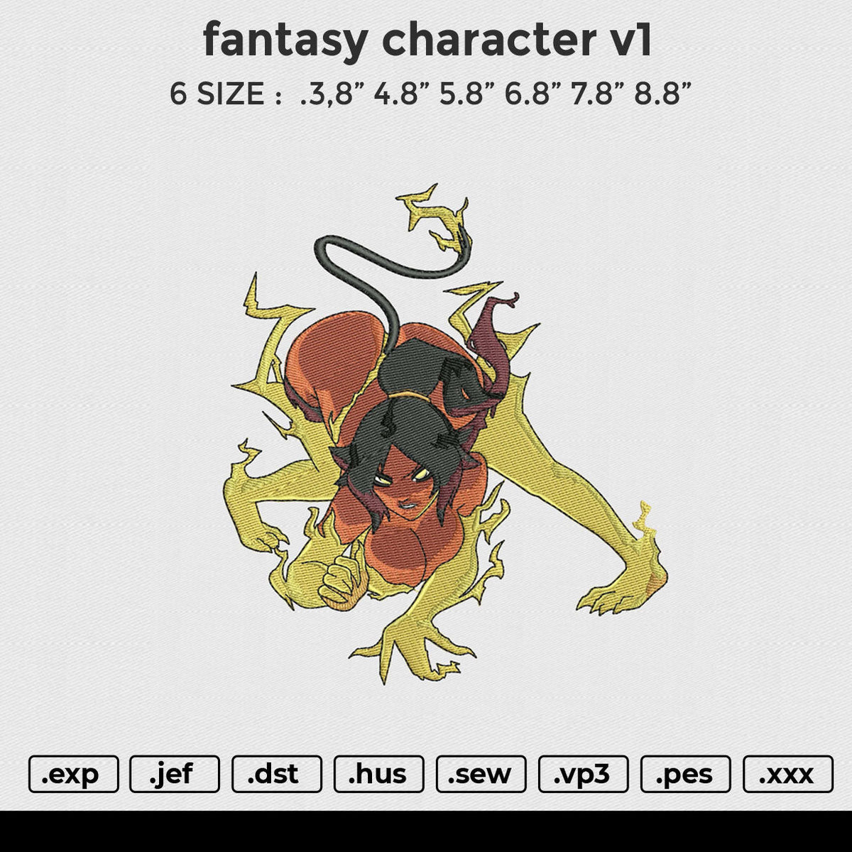 Fantasy Character v1 Embroidery File 6 size
