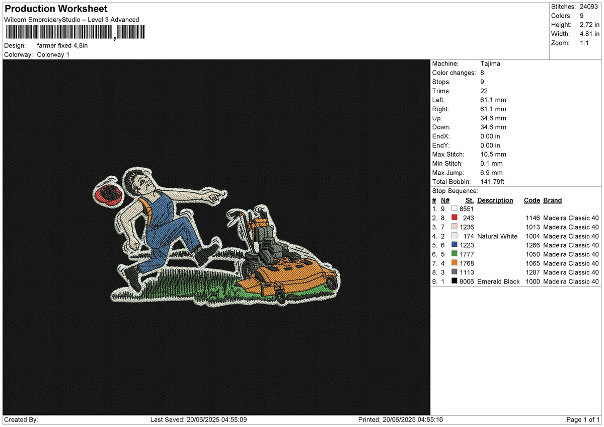 Farmer Embroidery File 6 size