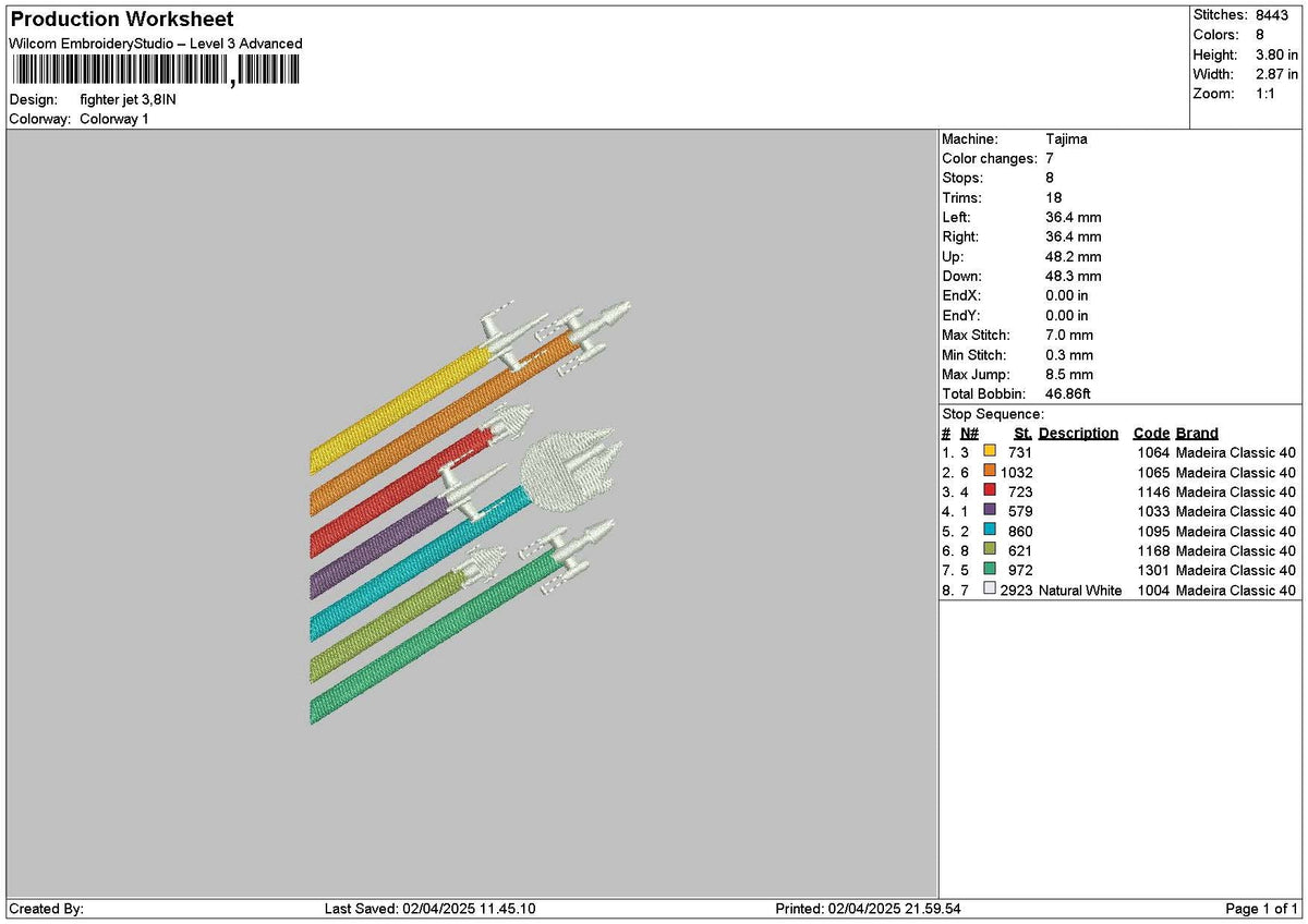 Fighter Embroidery File 6 sizes