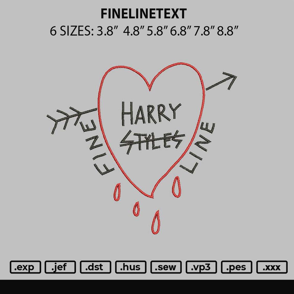 Finelinetext Embroidery File 6 sizes
