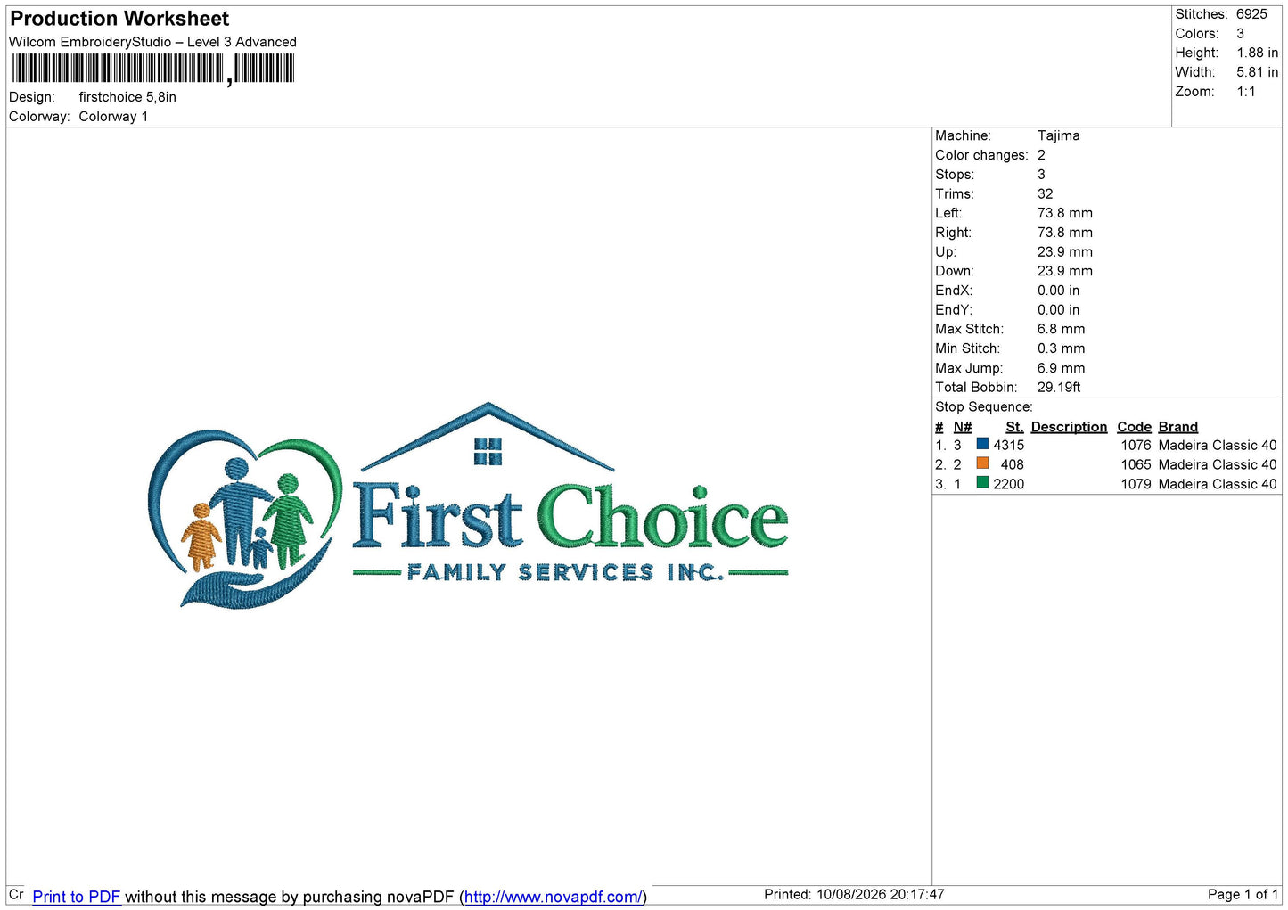 firstchoice Embroidery File 6 sizes