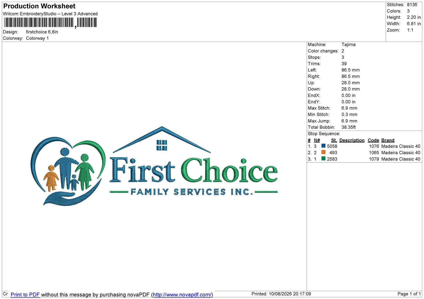 firstchoice Embroidery File 6 sizes