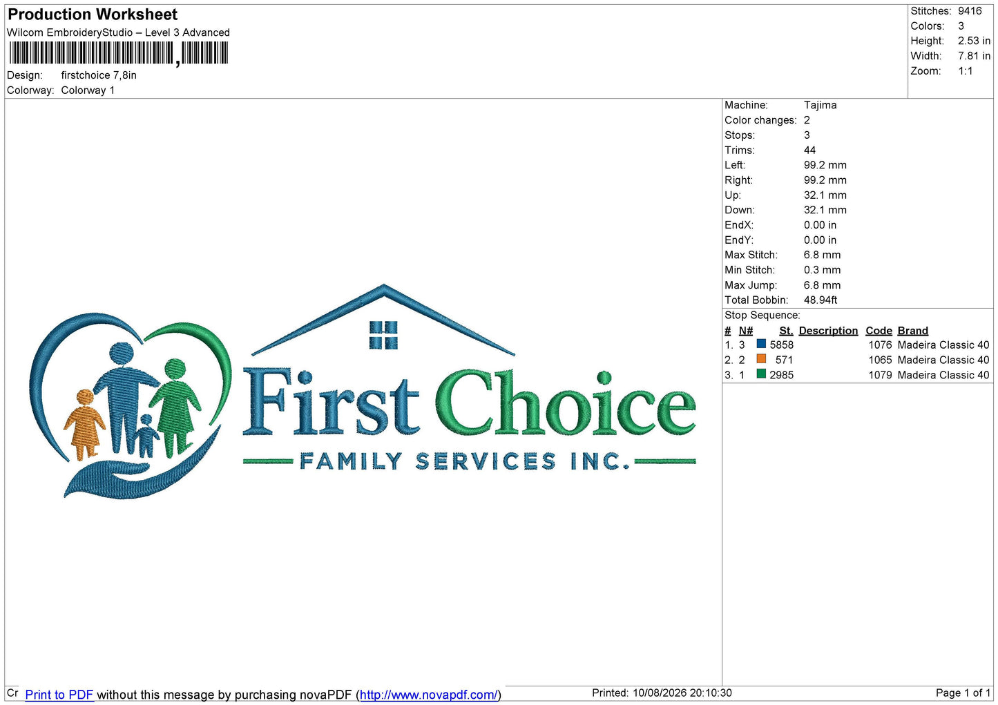 firstchoice Embroidery File 6 sizes