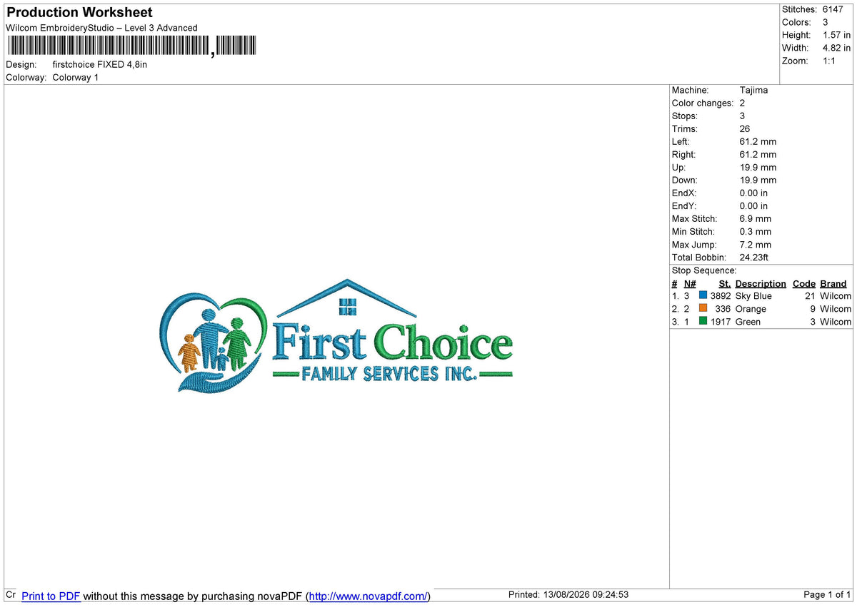 firstchoice Embroidery File 6 sizes