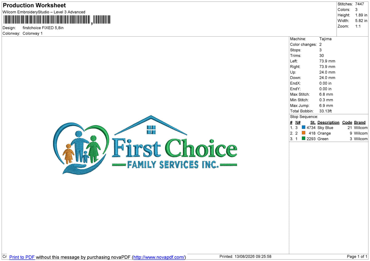 firstchoice Embroidery File 6 sizes