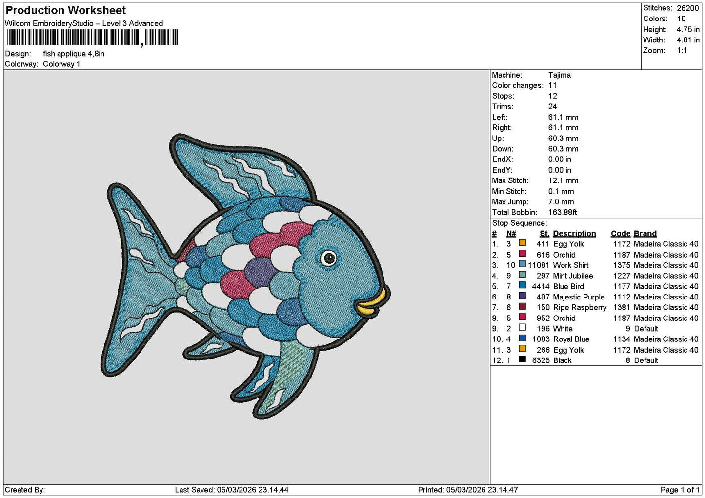 Fish App 0503 Embroidery File 6 sizes