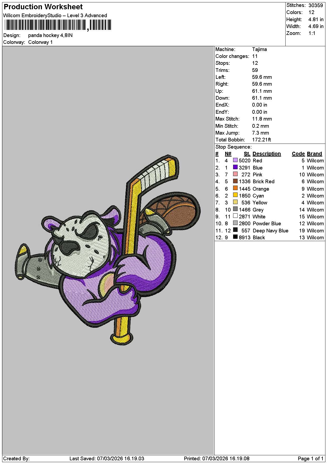 Panda0703 Embroidery File 6 sizes