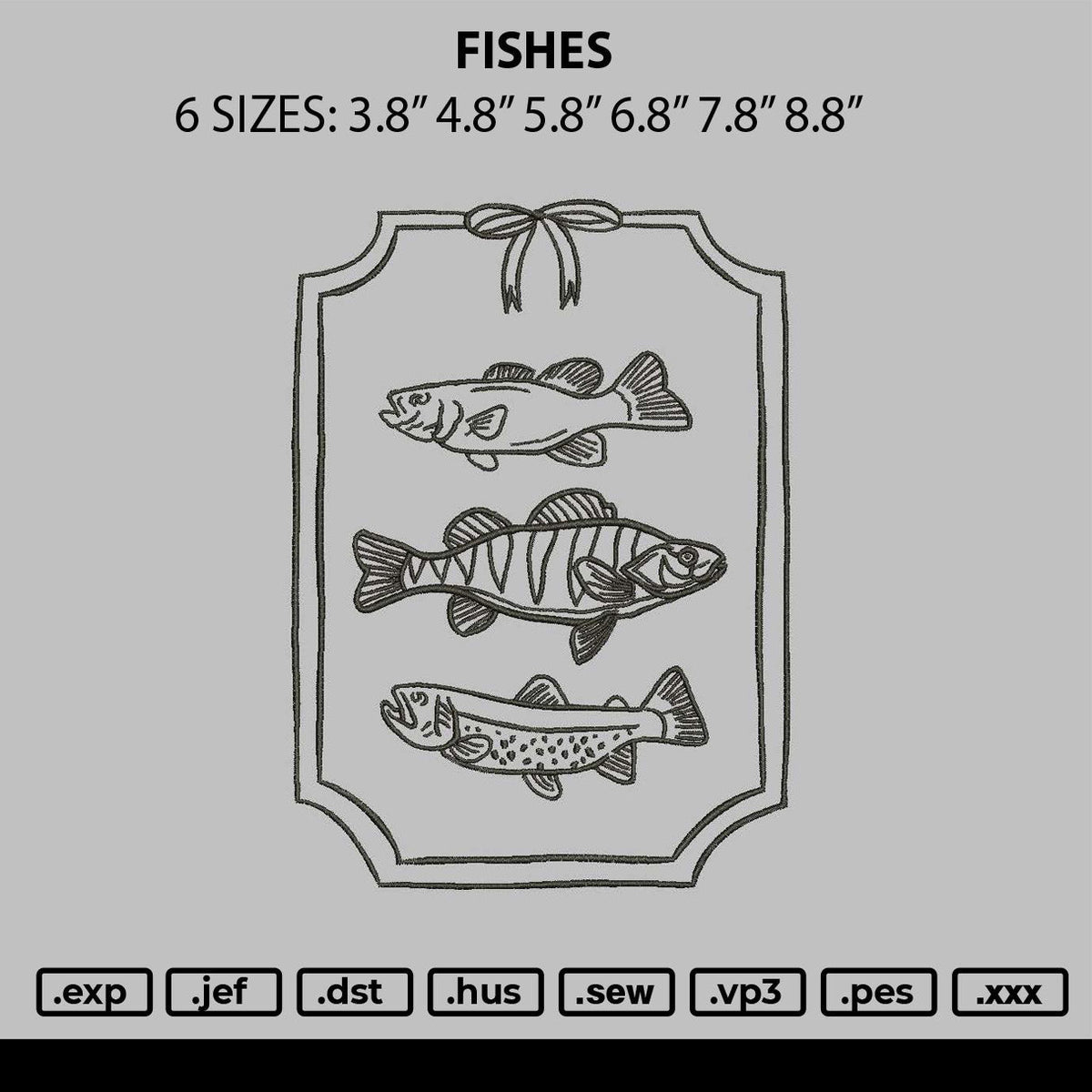 Fishes Embroidery File 6 sizes