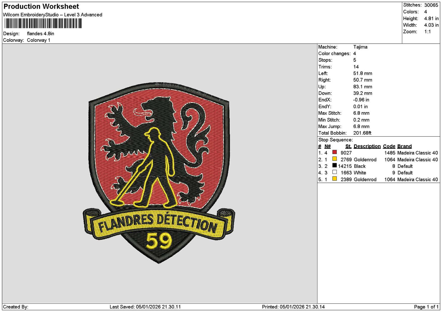 Flandrestext Embroidery File 6 sizes