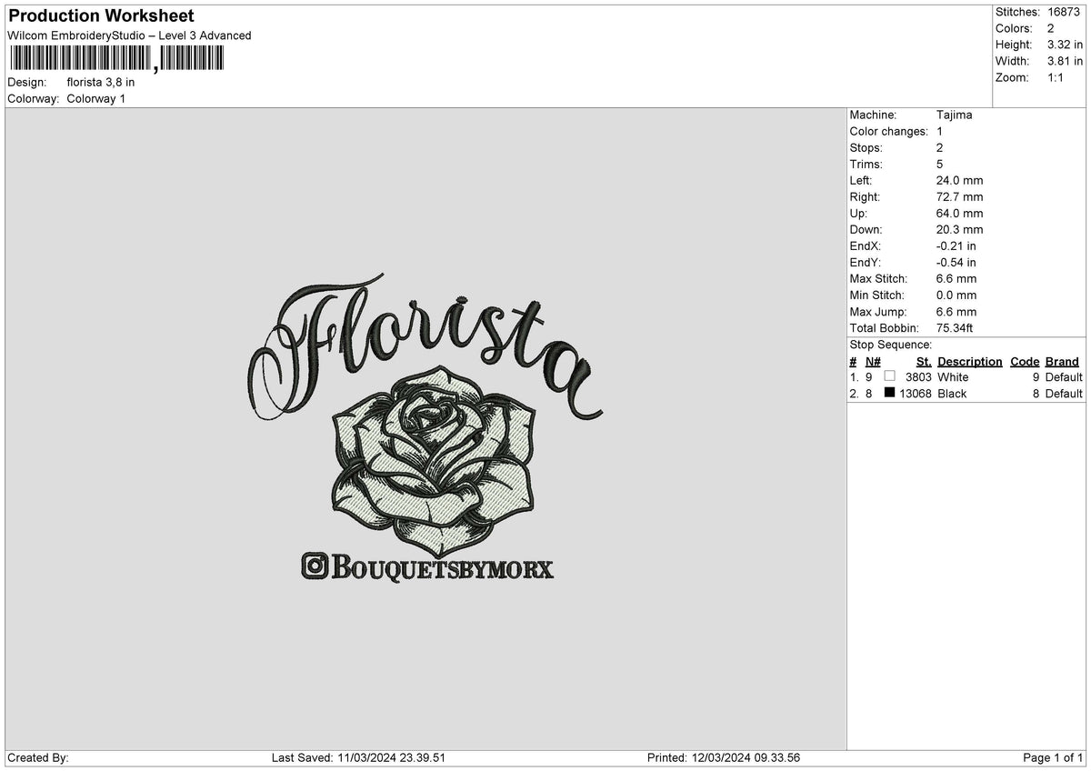 Floristatext Embroidery File 6 sizes