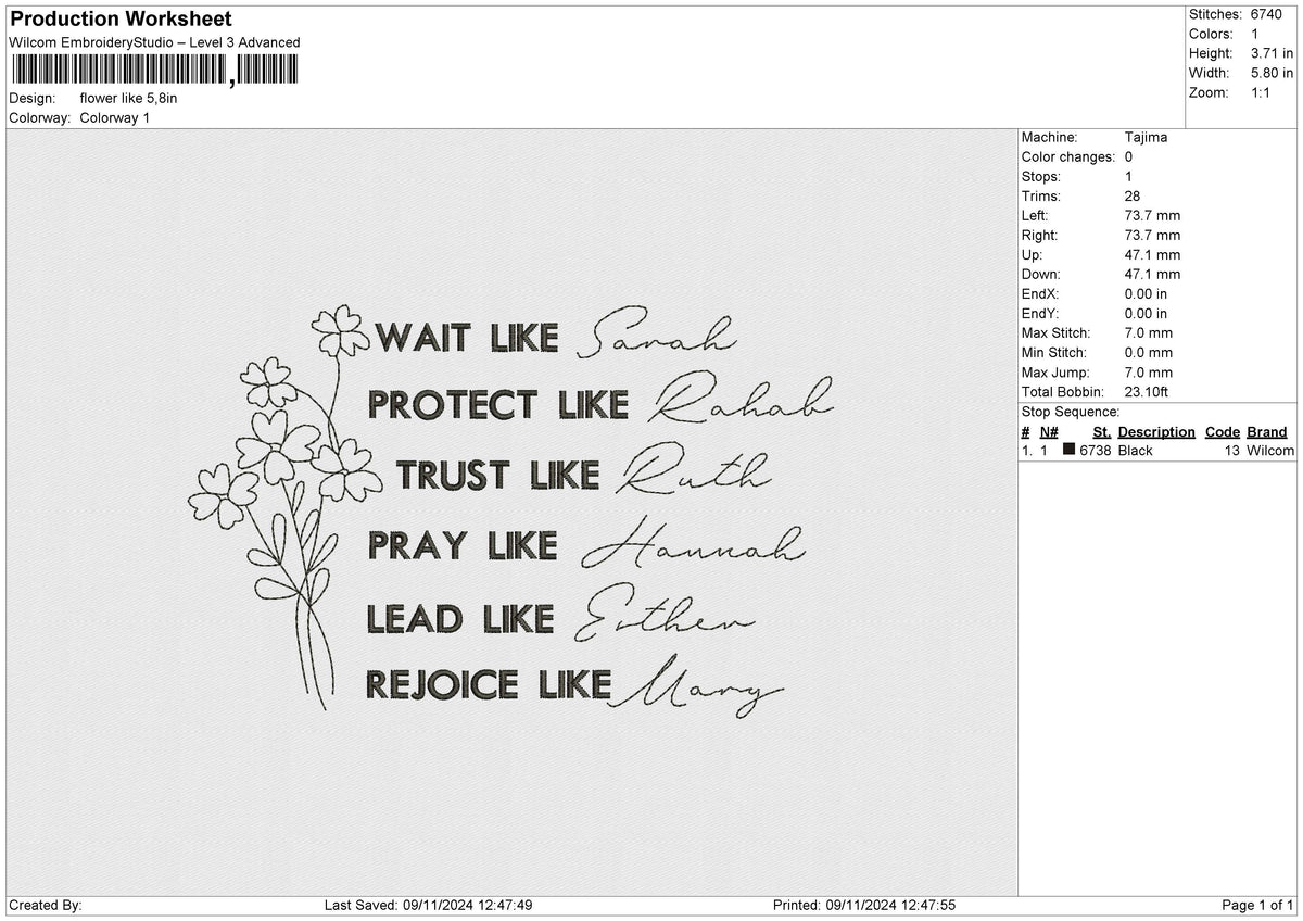 Flower Like Embroidery File 6 size