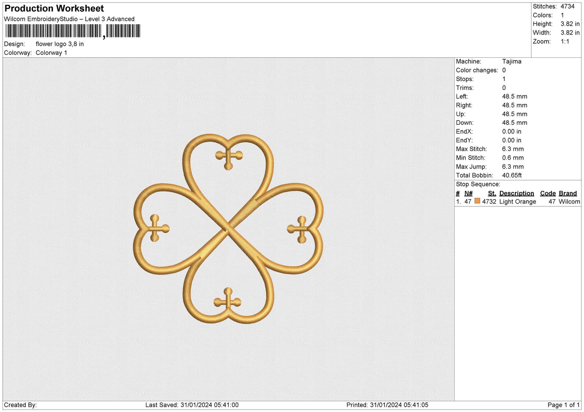 flower logo Embroidery File 6 size