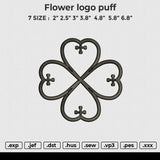 Flower logo puff Embroidery File 6 size
