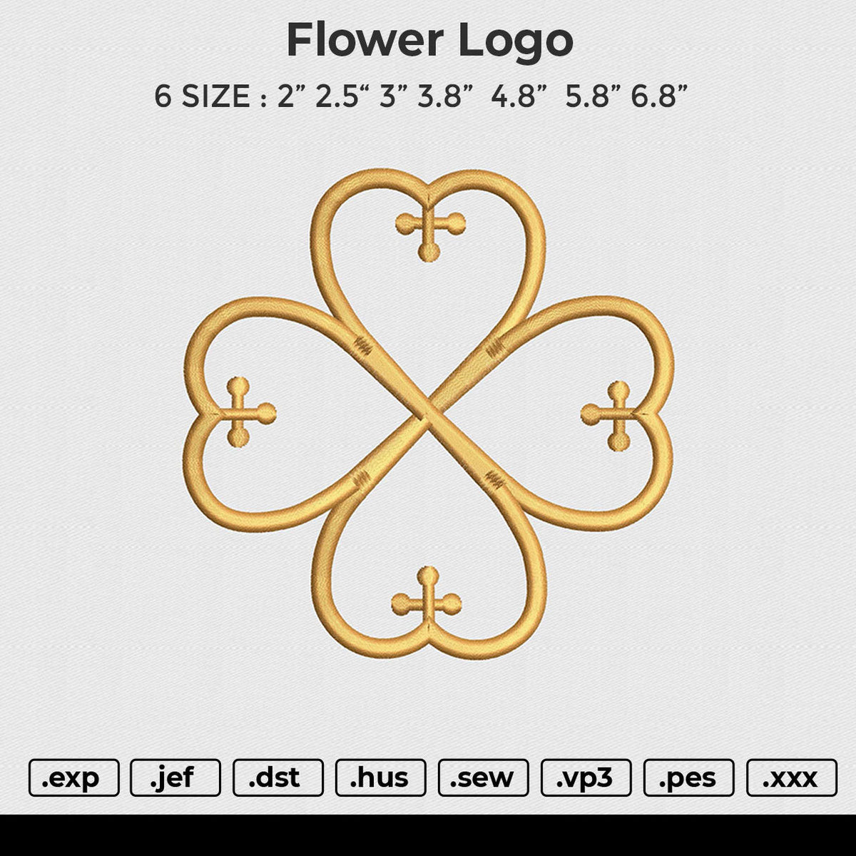 flower logo Embroidery File 6 size