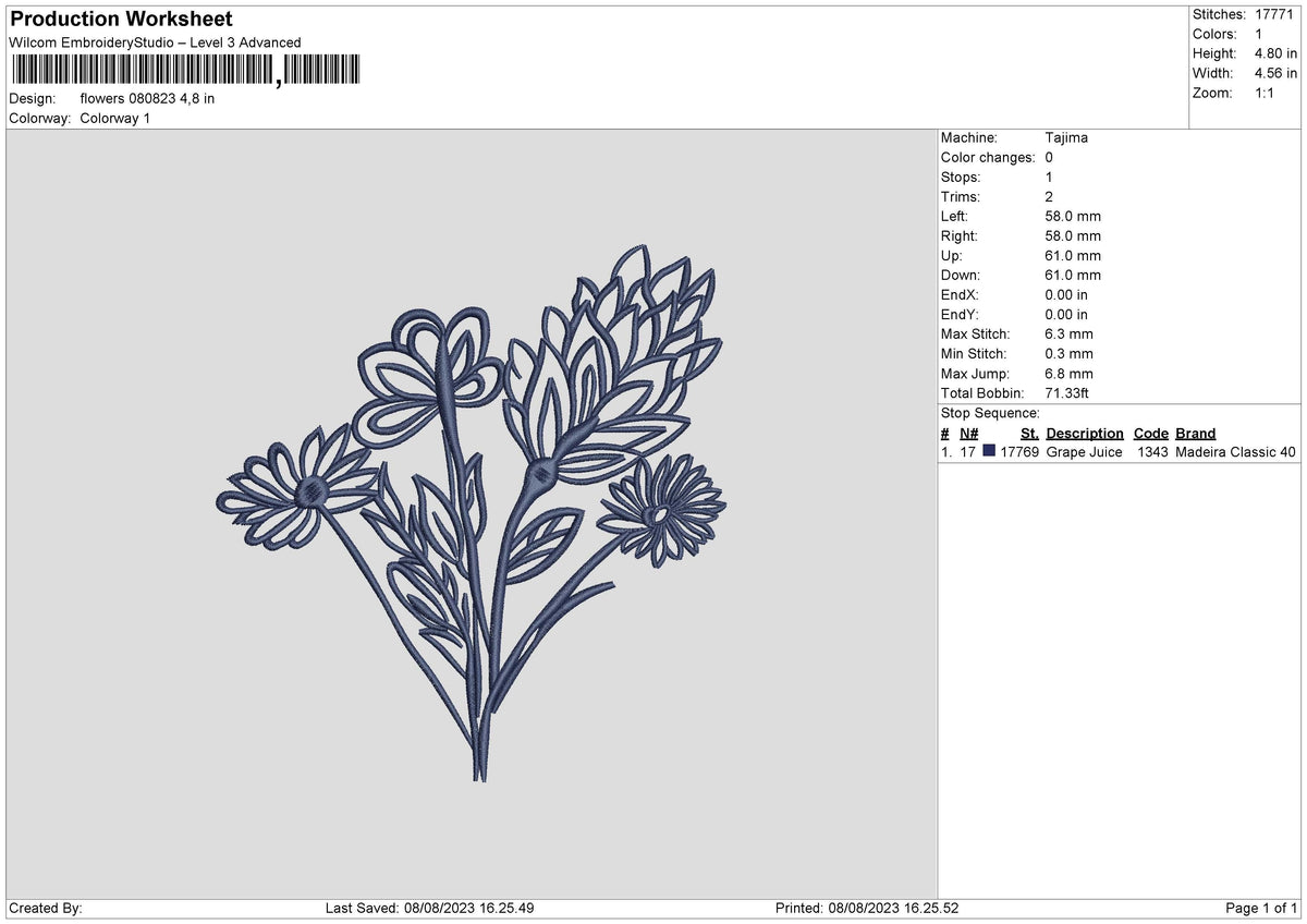 Flowers 0808 Embroidery File 6 sizes