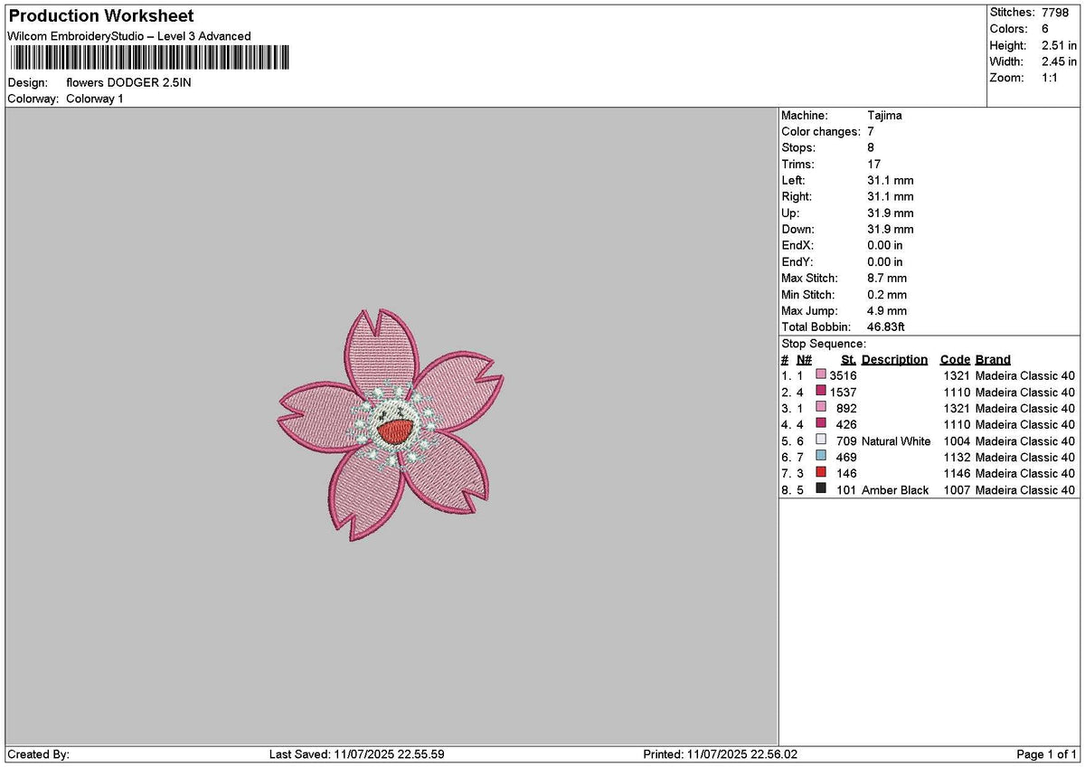 Flower Dodger 01 Embroidery File 6 sizes