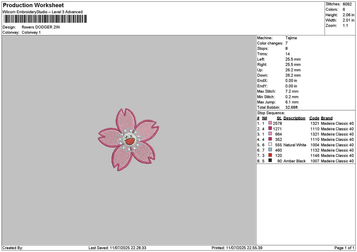 Flower Dodger 01 Embroidery File 6 sizes
