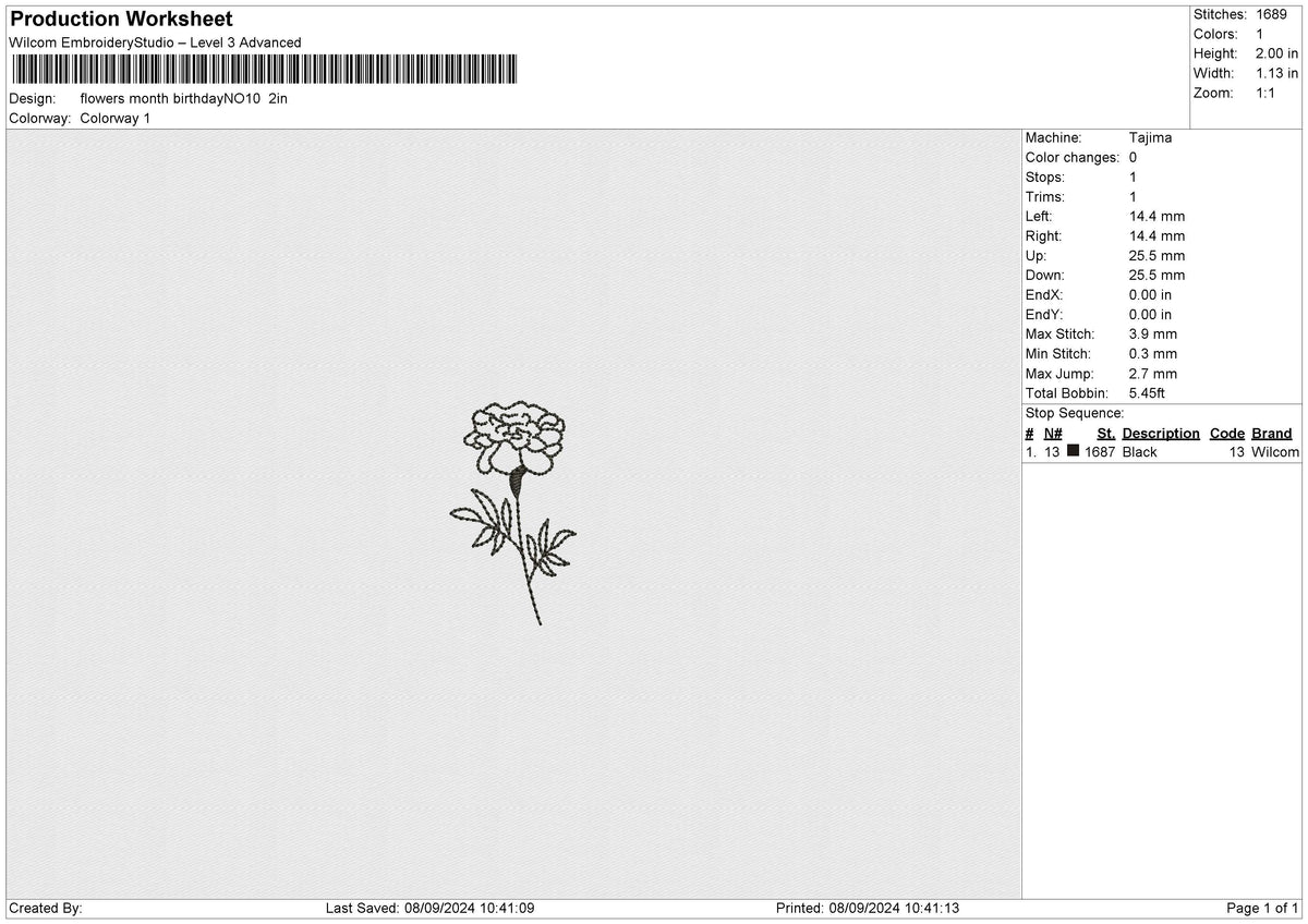 flowers month birthday Embroidery File 12 size