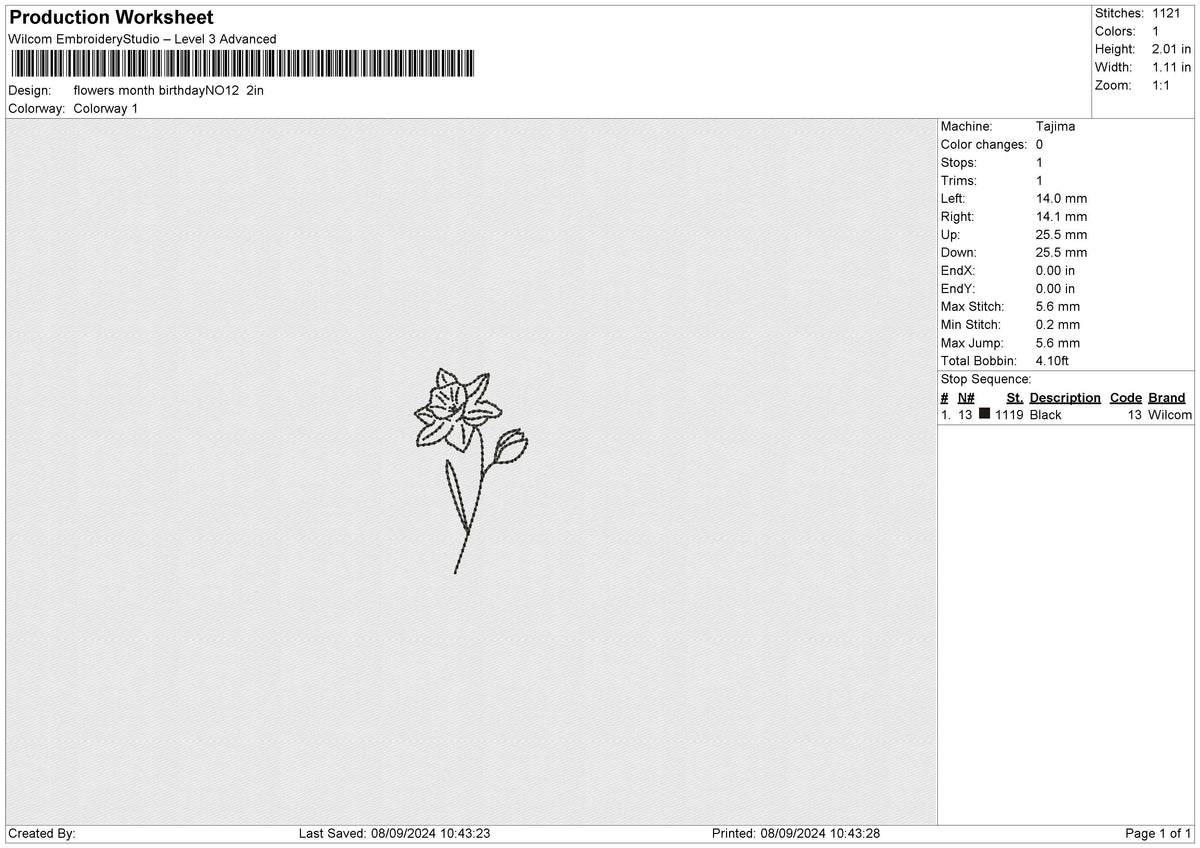 flowers month birthday Embroidery File 12 size