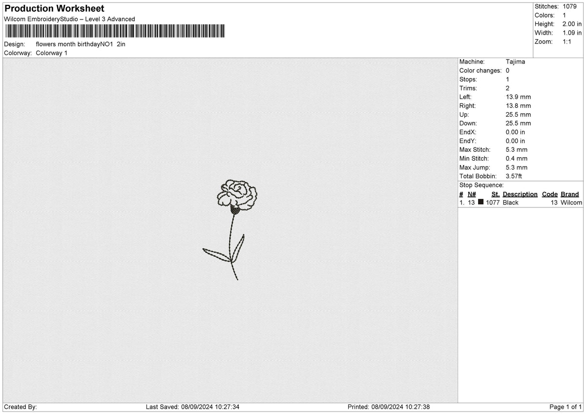 flowers month birthday Embroidery File 12 size