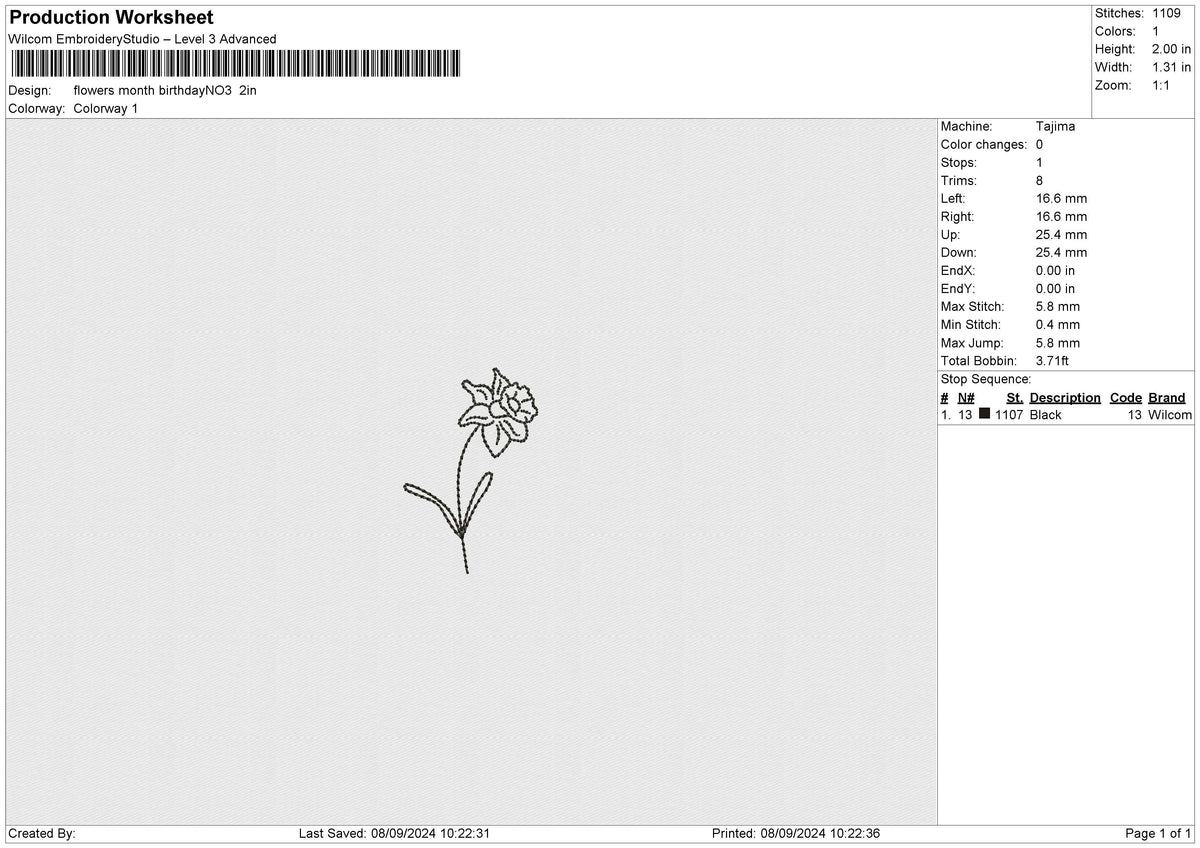 flowers month birthday Embroidery File 12 size