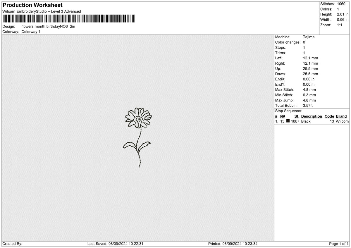 flowers month birthday Embroidery File 12 size