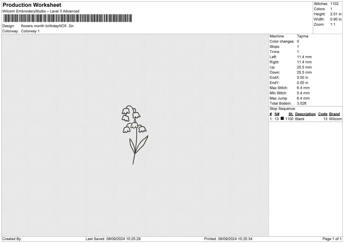 flowers month birthday Embroidery File 12 size