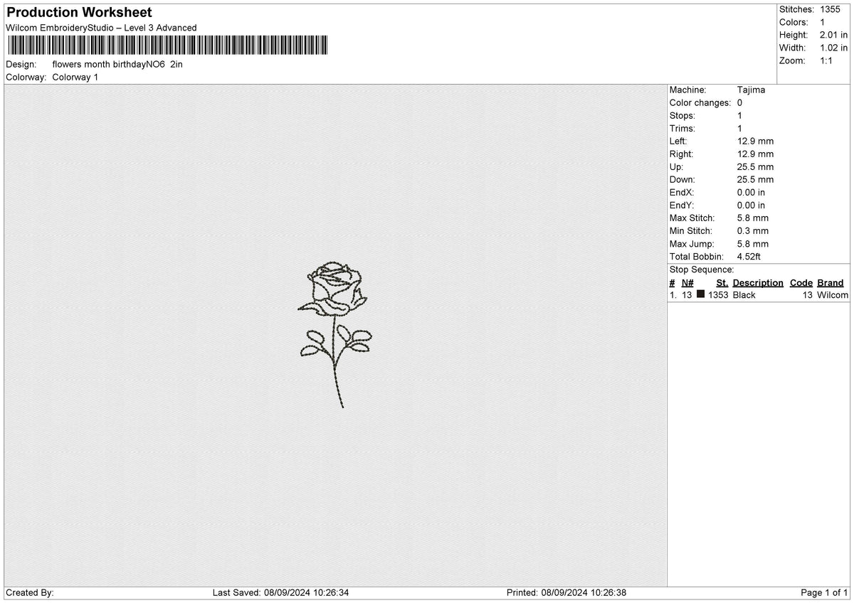flowers month birthday Embroidery File 12 size