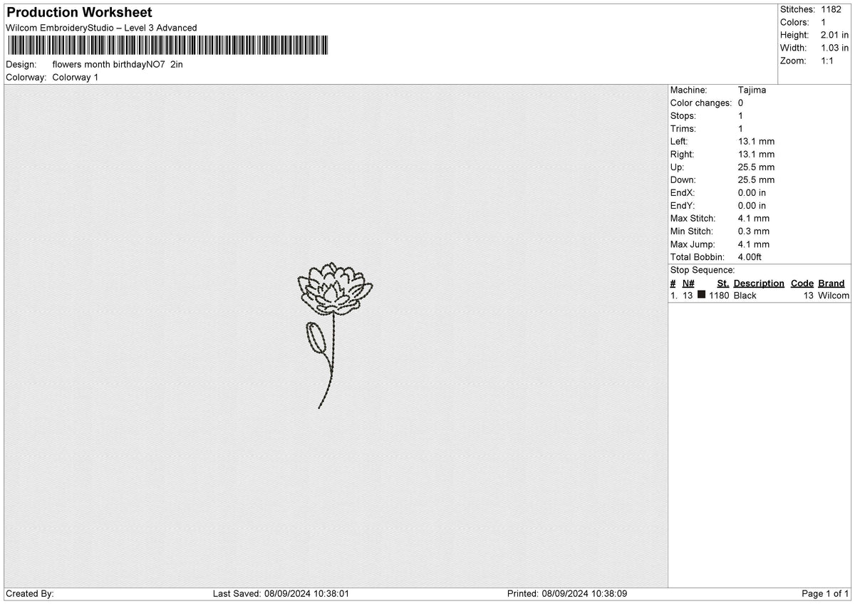 flowers month birthday Embroidery File 12 size