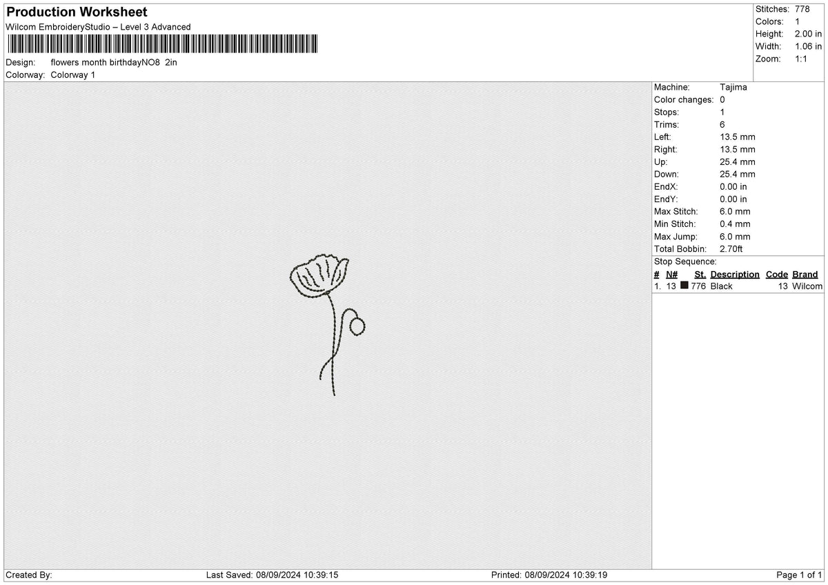 flowers month birthday Embroidery File 12 size