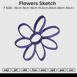 flowers sketch Embroidery File 6 size