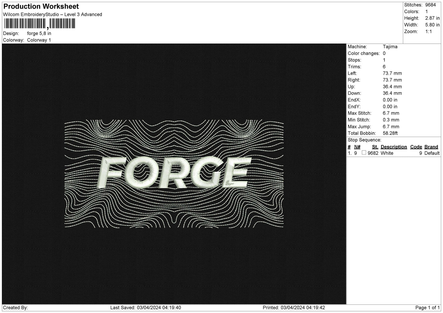 Forge Embroidery File 6 size