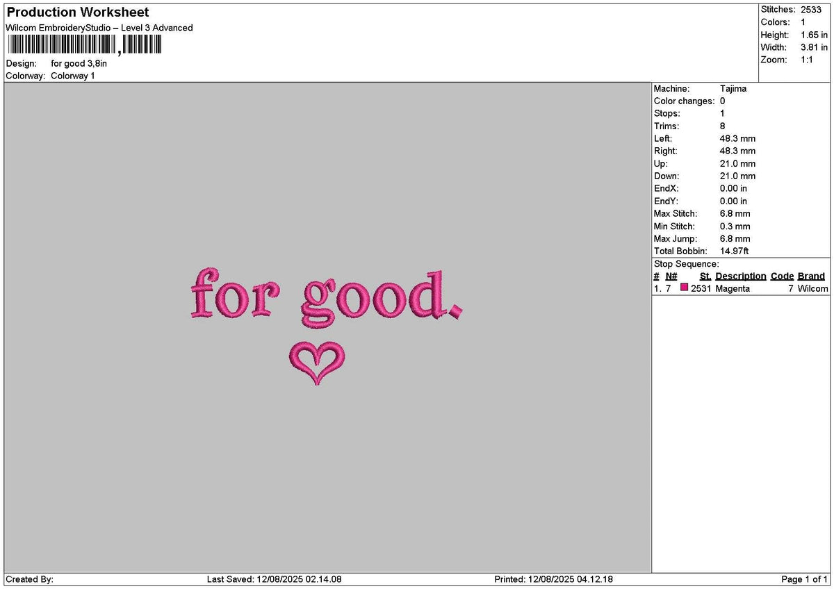 Forgoodtext Embroidery File 6 sizes