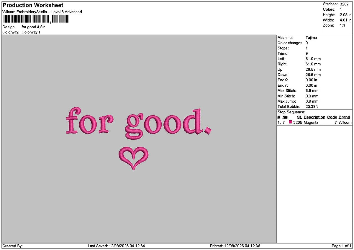 Forgoodtext Embroidery File 6 sizes