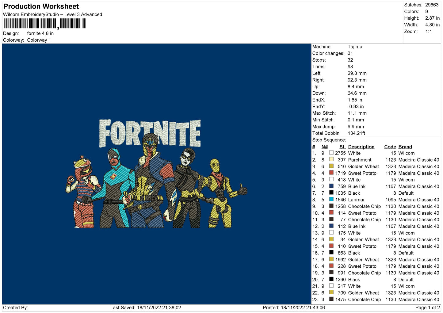 FORNITE Embroidery File 5 sizes