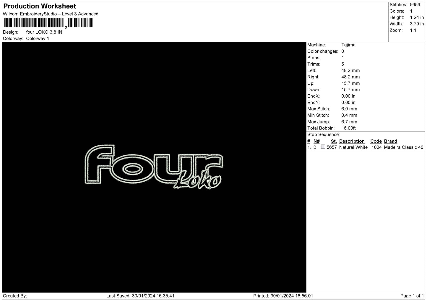 Loko Embroidery File 6 sizes