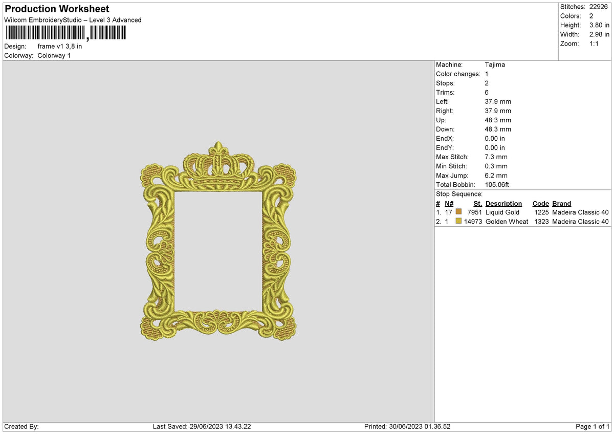 Frame V1 Embroidery File 6 sizes