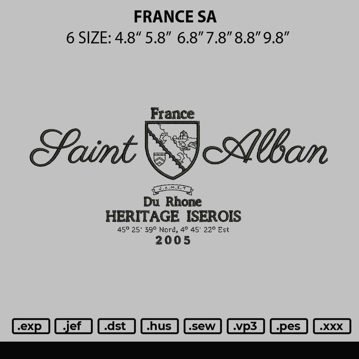 France Sa Embroidery File 6 sizes
