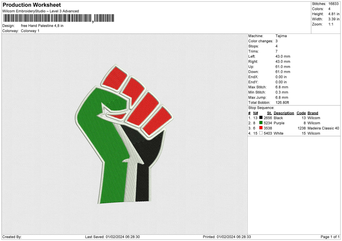 free hand Arabic Embroidery File 6 size
