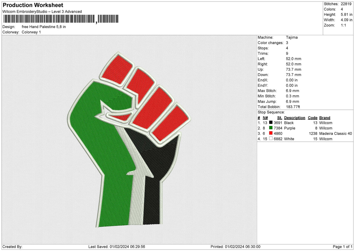 free hand Arabic Embroidery File 6 size