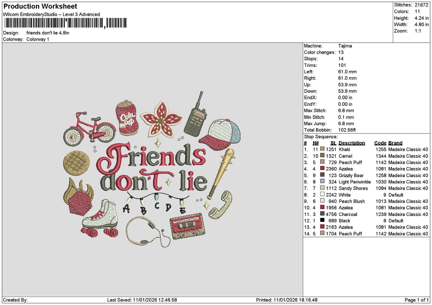 Friendstext 1101 Embroidery File 6 sizes