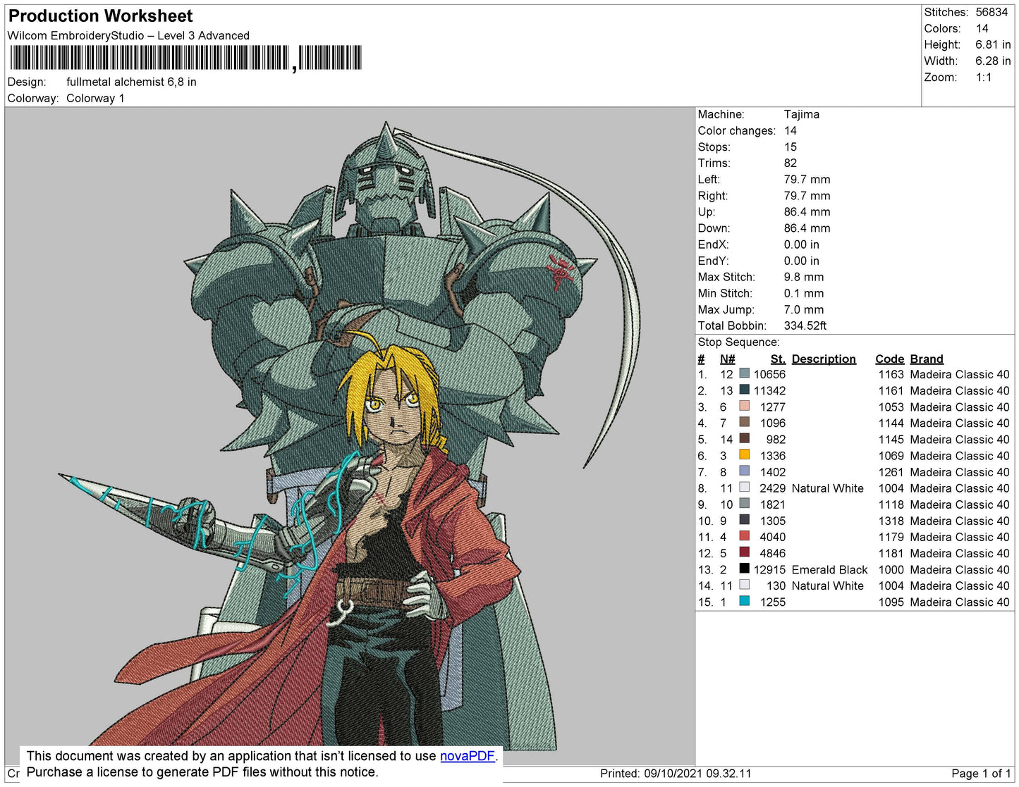 Fullmetal Alchemist v2 Embroidery